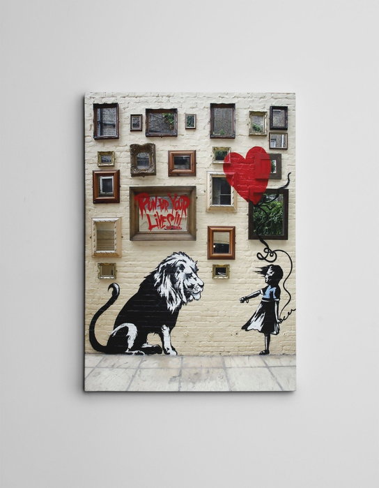 Wallity WY119 Banksy Lienzo Decorativo enmarcado 50 x 70 cm Wallity WY119 Banksy Lienzo Decorativo enmarcado 50 x 70 cm